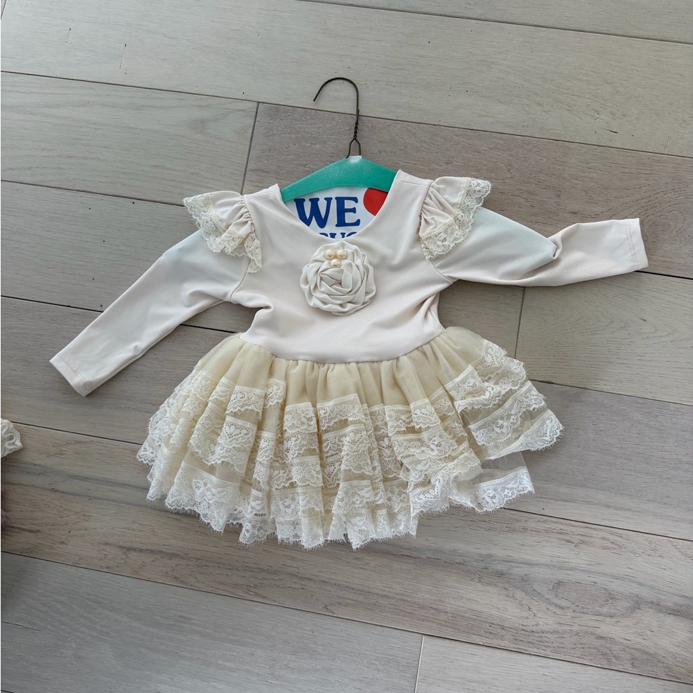 Elegant Cream Lace Kids Dress